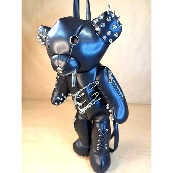 Dolls Kill Tormented Teddy Backpack - Vegan Leather Bag, Spikes and Studs Black main image 16